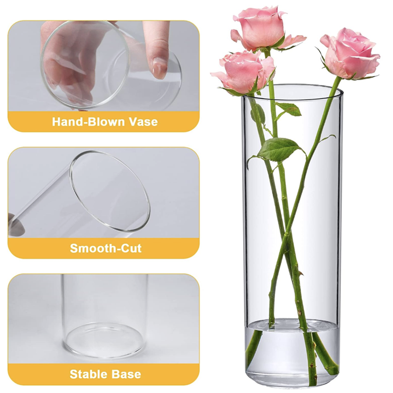 Clear Glass Flower Vases Bud Cylinder Vase Candle Holder 6