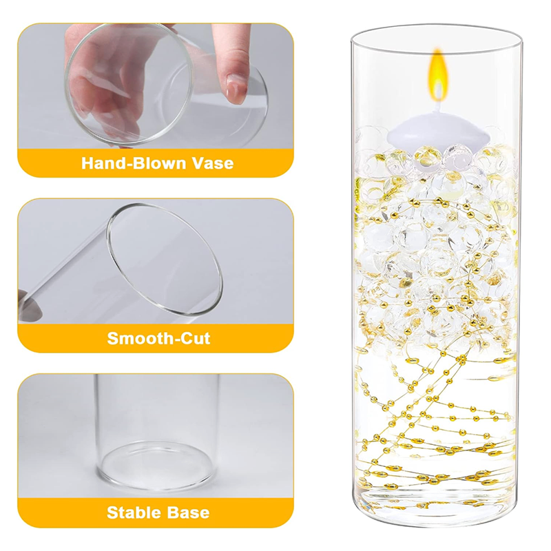 Clear Glass Flower Vases Bud Cylinder Vase Candle Holder 6