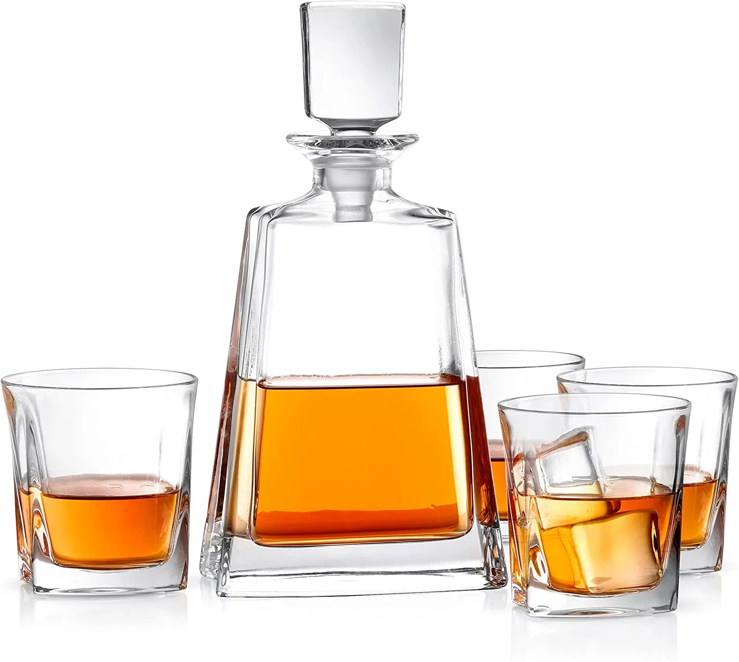 500ml Square Bottle Bourbon Whiskey Gin Vodka Round Glass Bottle Liquor Spirit Alcohol Drink Glass Bottle