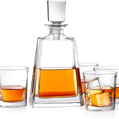 500ml Square Bottle Bourbon Whiskey Gin Vodka Round Glass Bottle Liquor Spirit Alcohol Drink Glass Bottle