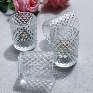 Set of 12pcs  clear Wholesale Glass Factory candle jar empty luxury simple glass LED candle holder for tealight