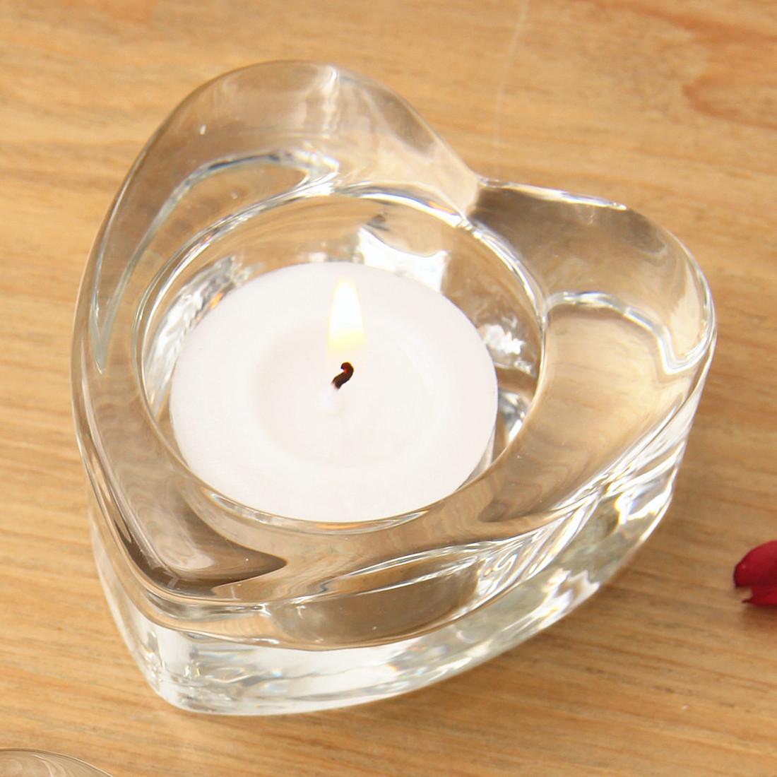 Luxury clear empty heart shape glass candle holder tealight candle holder mini small jar for candle