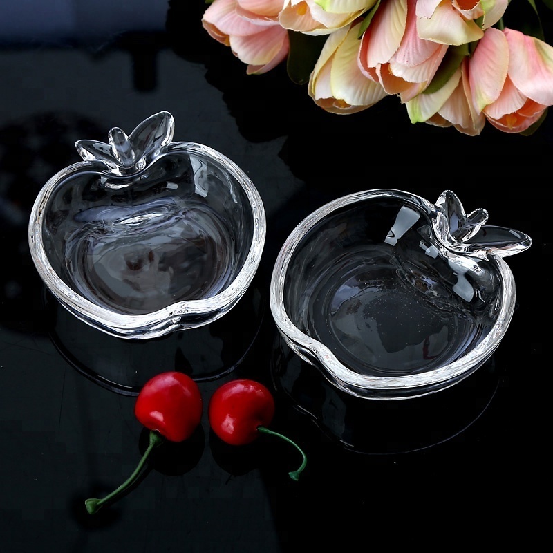 lovely apple shaped clear glass mini dish plate, food glass sauce dish