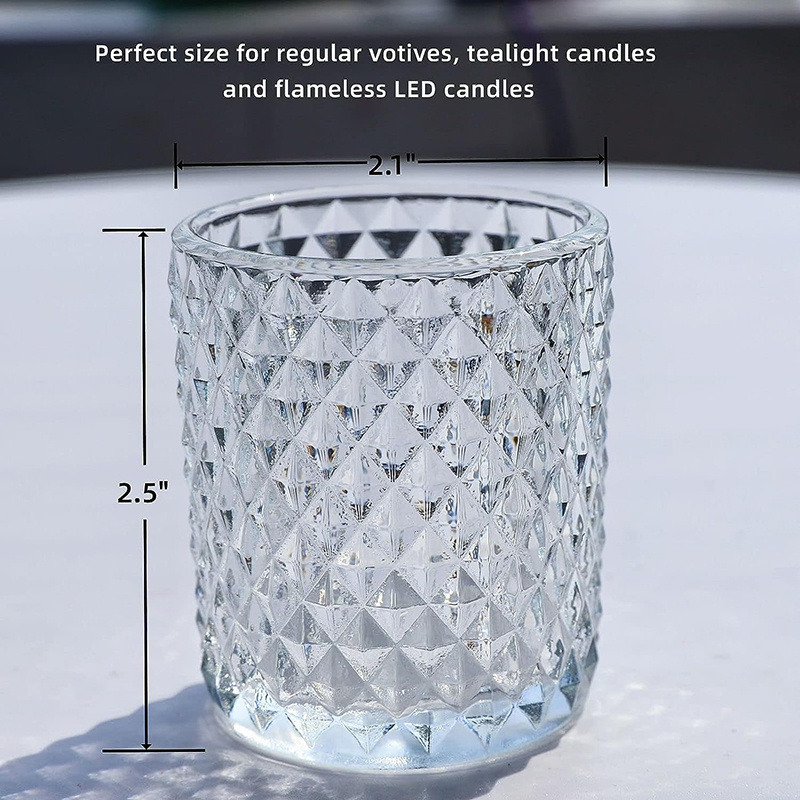 Set of 12pcs  clear Wholesale Glass Factory candle jar empty luxury simple glass LED candle holder for tealight