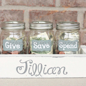 Best Selling Clear Glass Mason Jar Piggy Bank Wholesale Mason Jar Lids Glass Money Box With Hole