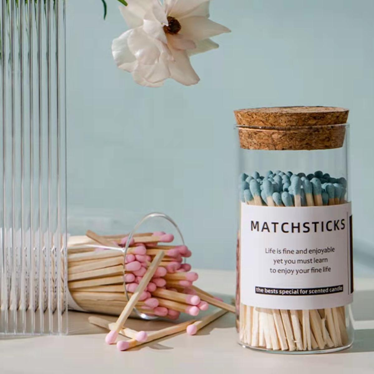 Wholesale Colored Custom Logo Matchsticks Promotional Jar Match in Glass Bottle White Matches