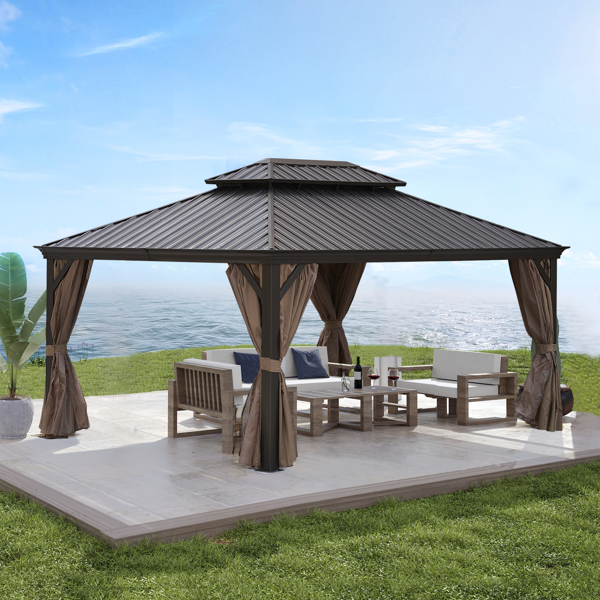 12x16 hardtop gazebo patic gazebo,Outdoor Permanent Hardtop Gazebo Canopy for Patio, Garden, Backyard outdoor gazebo