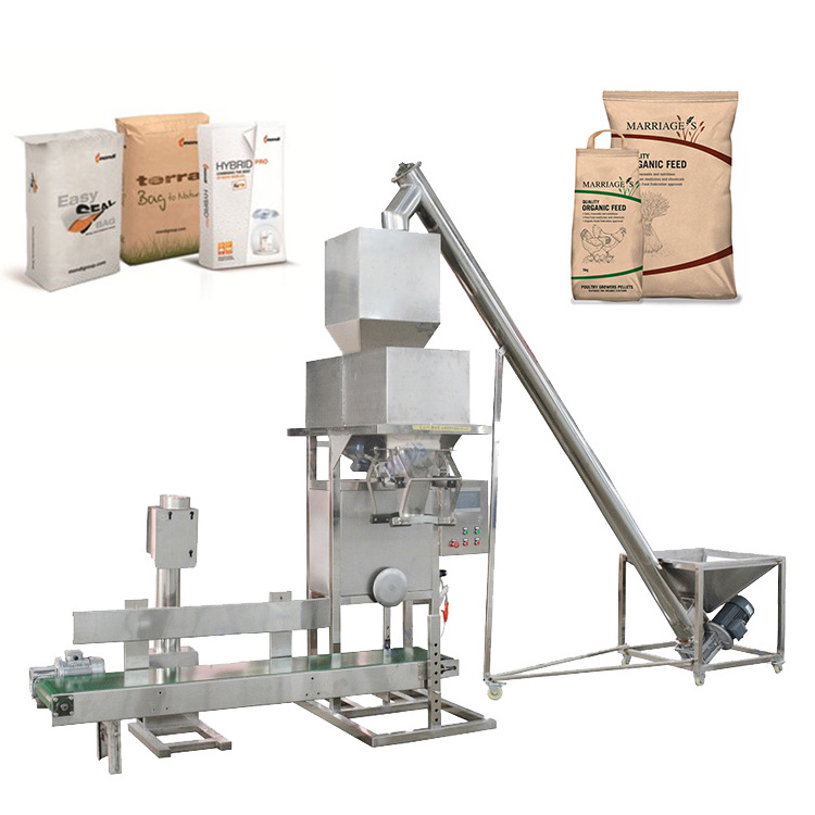 Automatic 5/10/25/50kg Flour Bag Wood Silage Powder Rice Maize Milling Wheat Bagging Food Corn Sand Filling Packing Machine