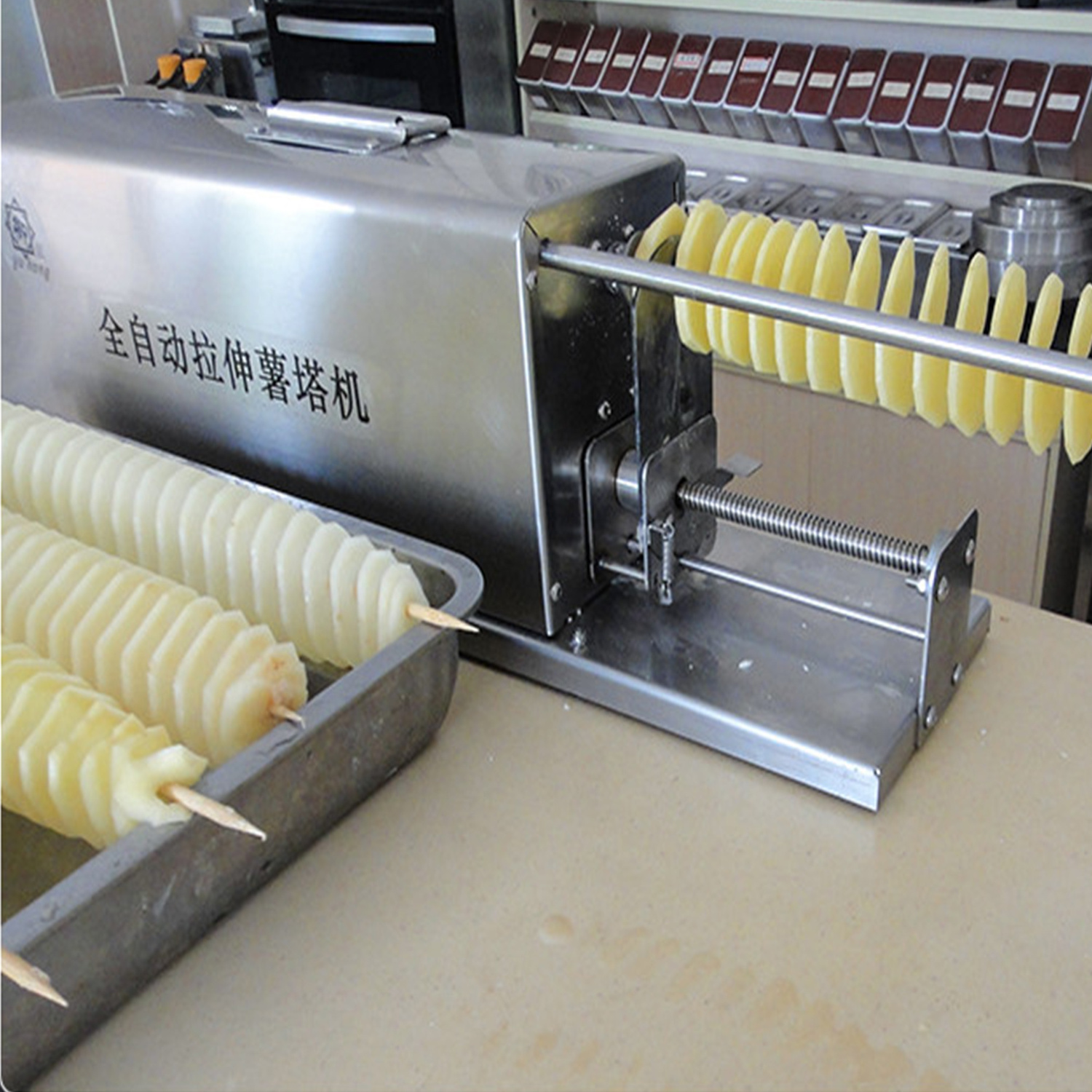 spiral potato slicer / potato spiral cutting machine / tornado potato cutter