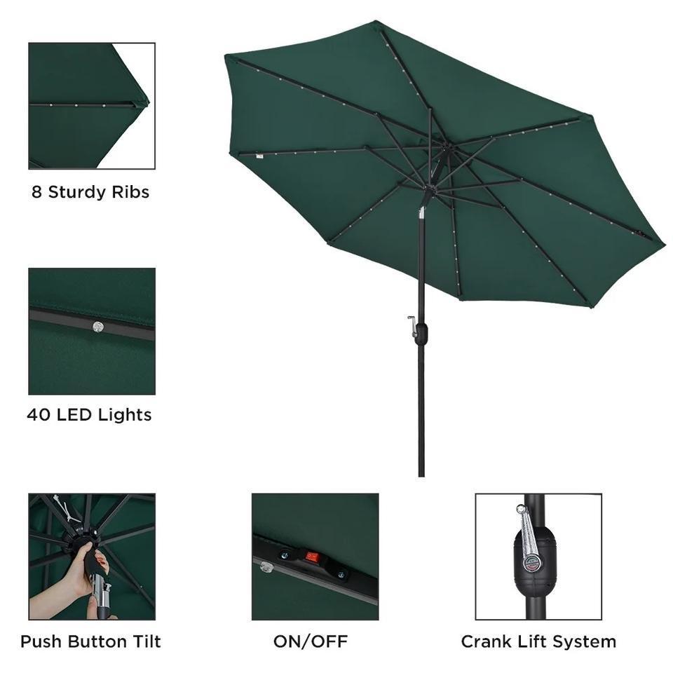 Outdoor Garden Steel Parasol Umbrella Customized Color Garden Sun Bleach Shaded Led Parasol Patio Umbrella With Bases Parts