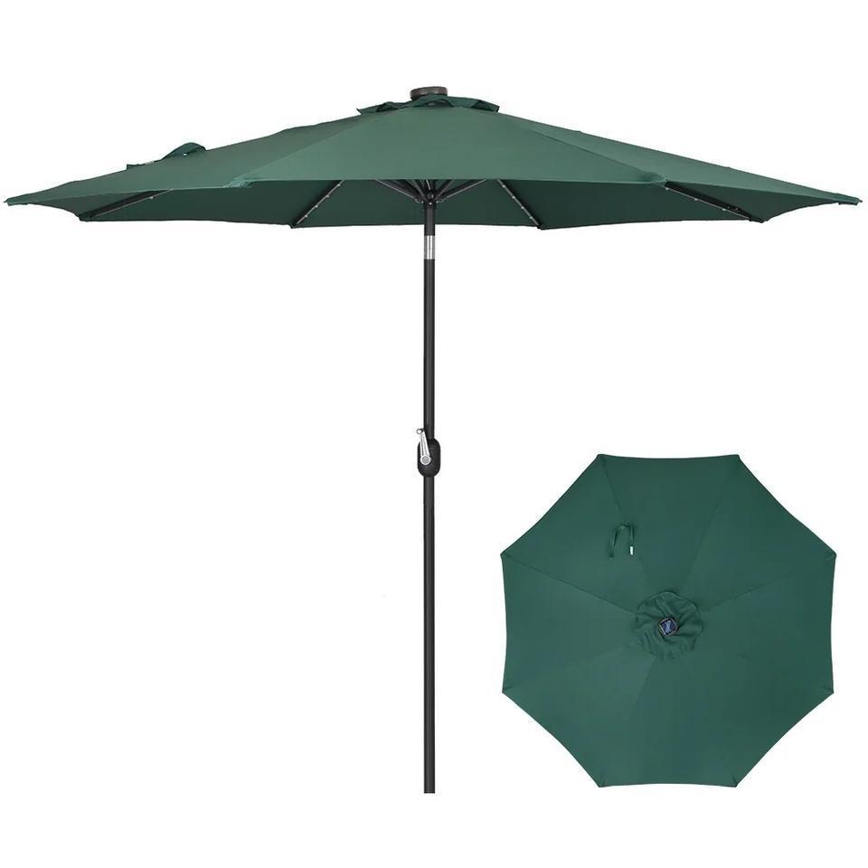 Outdoor Garden Steel Parasol Umbrella Customized Color Garden Sun Bleach Shaded Led Parasol Patio Umbrella With Bases Parts