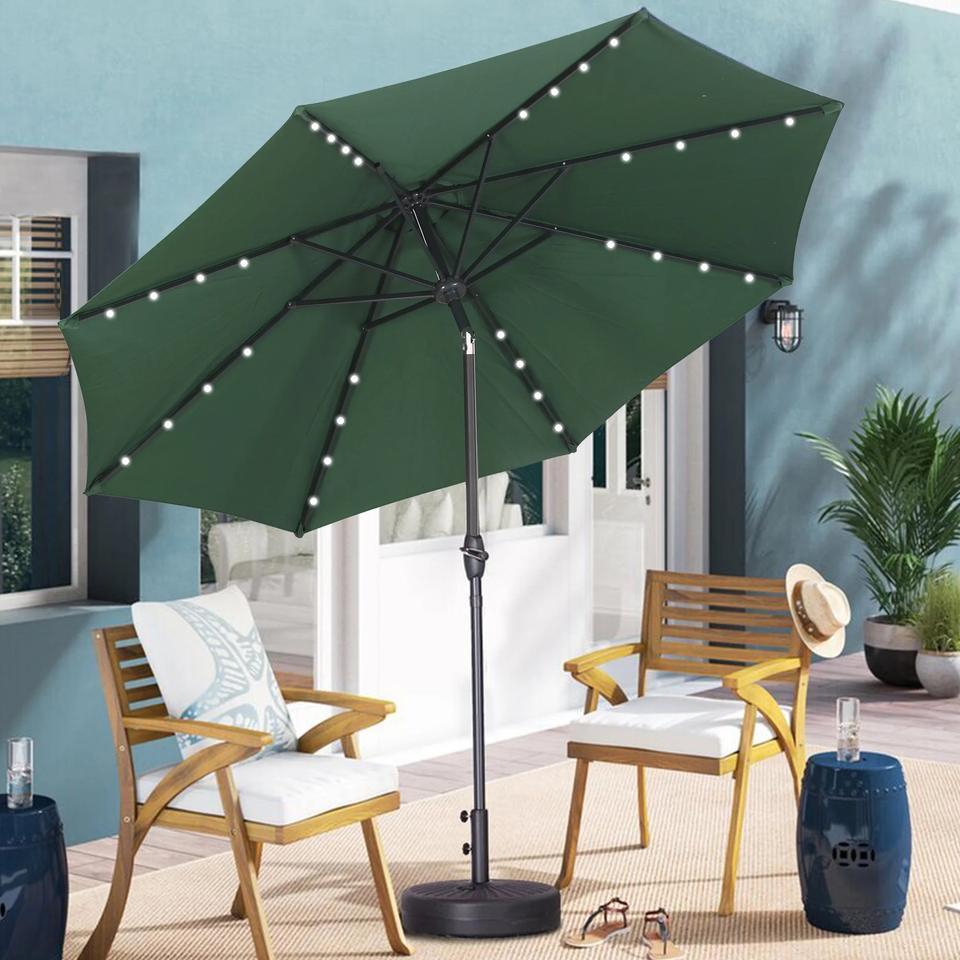 Outdoor Garden Steel Parasol Umbrella Customized Color Garden Sun Bleach Shaded Led Parasol Patio Umbrella With Bases Parts