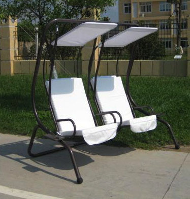 Outdoor Garden Patio Beach Leisure Adult Metal Double 2 Seater Loveseat Hanging Swing Chair with Canopy