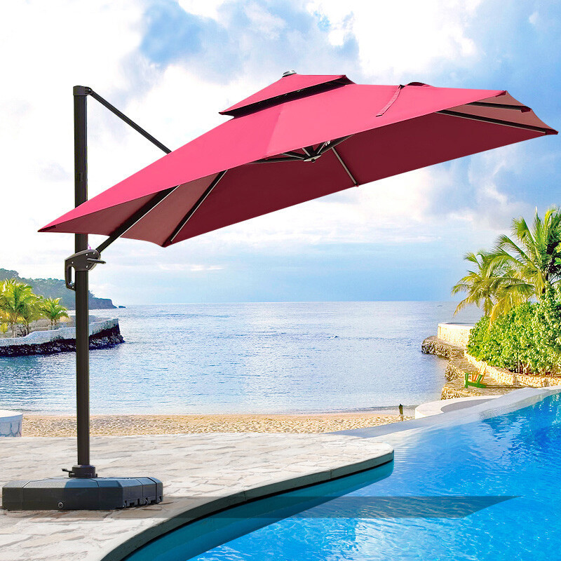 outdoor garden umbrella Aluminum 2.5m square hanging Offset parasols garden Cantilever beach sun patio umbrellas