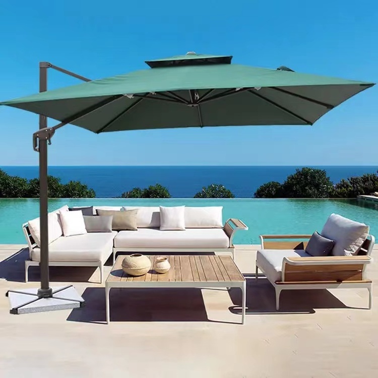 outdoor garden umbrella Aluminum 2.5m square hanging Offset parasols garden Cantilever beach sun patio umbrellas