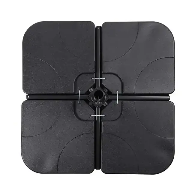 4 in1Plastic Square Offset Umbrella Stand, Water & Sand Fill Filled Weight Square Black Patio Umbrella Base Plate Set