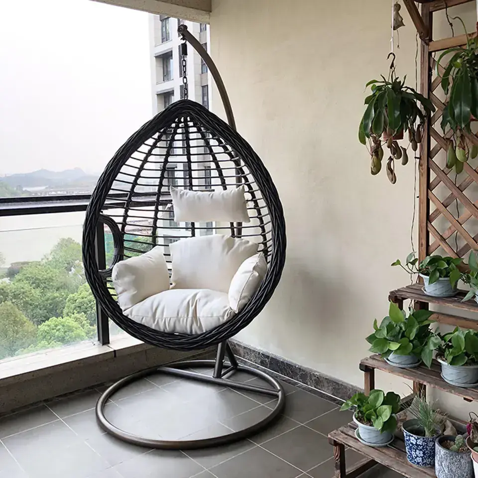 Hot Selling Wicker Swing Egg Chair Outdoor Stainless Steel Hammock Swing Hanging Chair