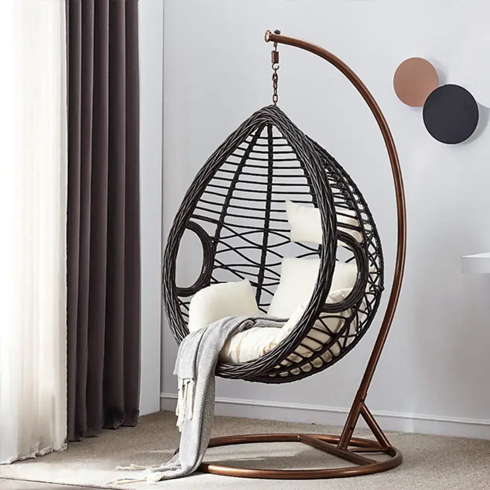 Hot Selling Wicker Swing Egg Chair Outdoor Stainless Steel Hammock Swing Hanging Chair