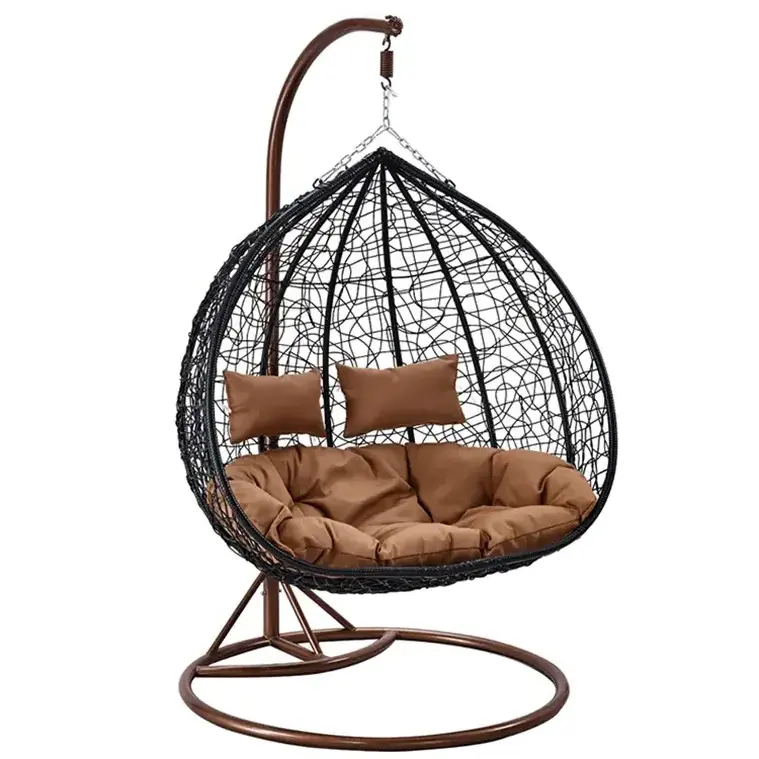 Modern Outdoor Furniture Garden Hanging Rattan Swing Chair Double Soft Wicker Patio Egg Swings Chairs