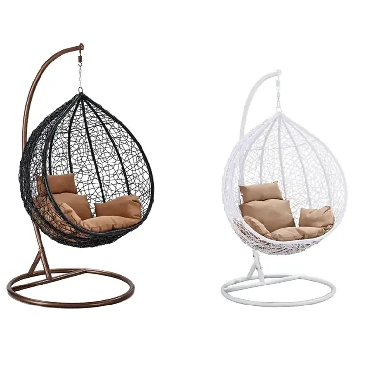 Modern Outdoor Furniture Garden Hanging Rattan Swing Chair Double Soft Wicker Patio Egg Swings Chairs