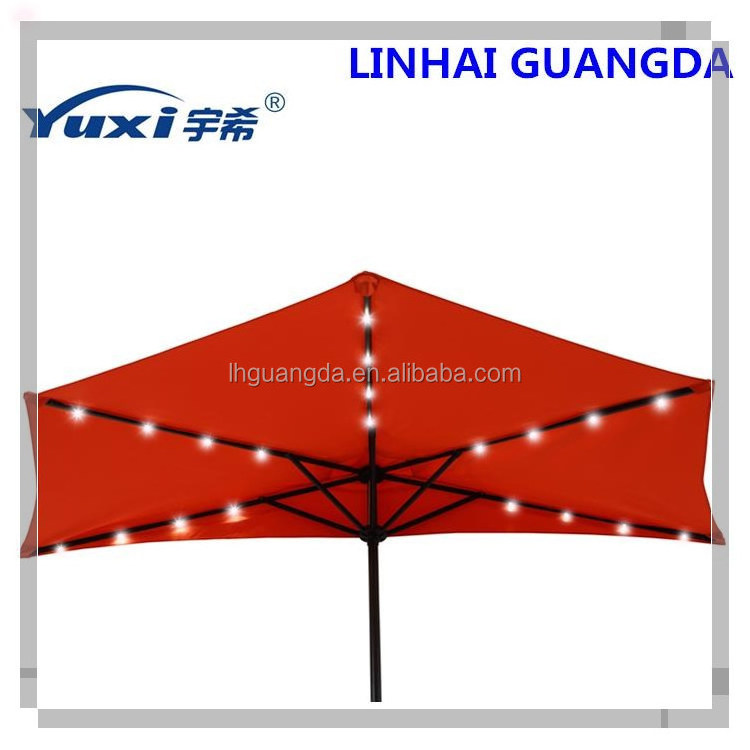 Half round shape balcony wall umbrella LED  solar powered patio parasol