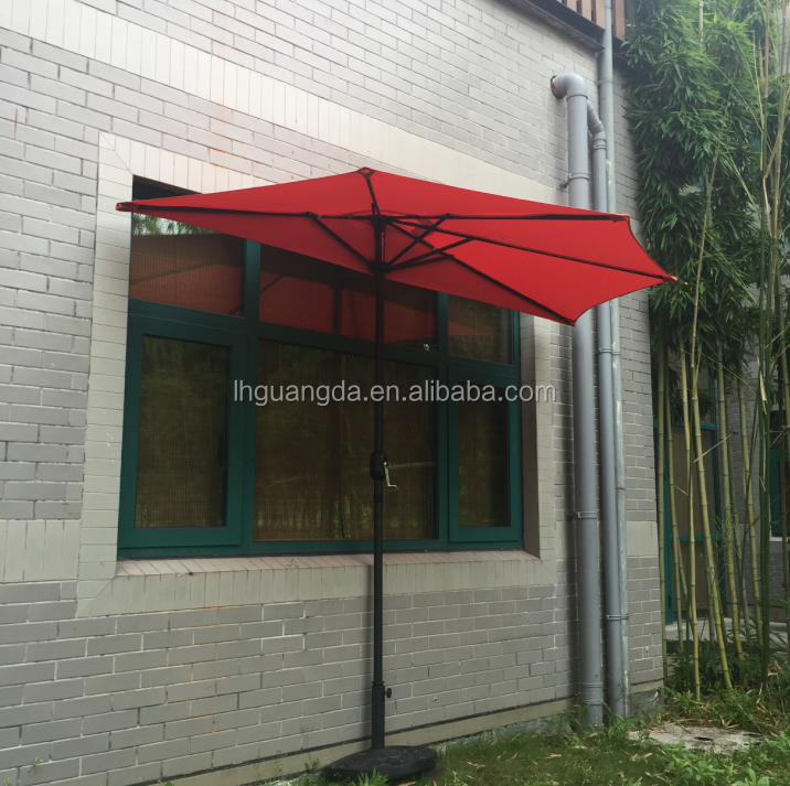 Half round shape balcony wall umbrella LED  solar powered patio parasol