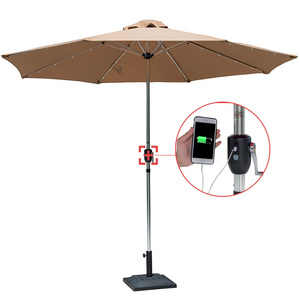 Garden parasol with USB charge/LED umbrella/Solar patio umbrella