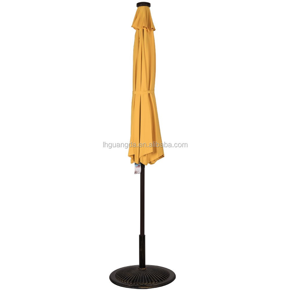 9' Patio Umbrella with Solar Powered 32 LED Lights Market Outdoor Umbrella with Tilt and Crank