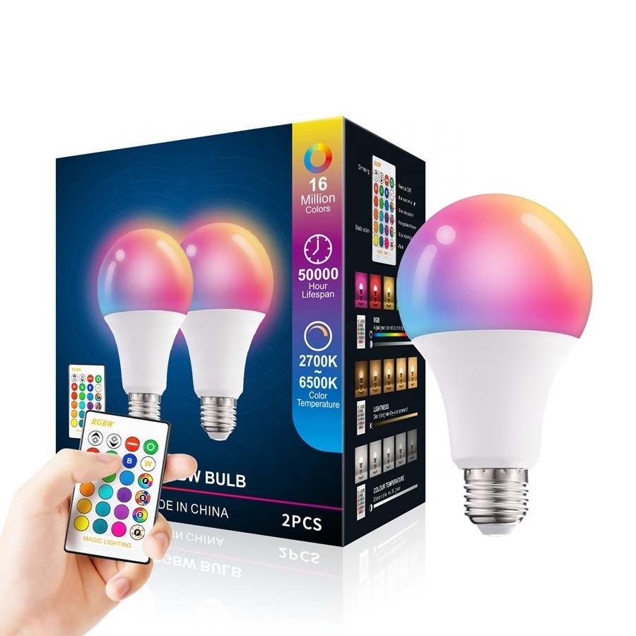 RoHS CE with remote control 16M colors E26 E27 A80 15W RGB RGBW Globe Light Bulb