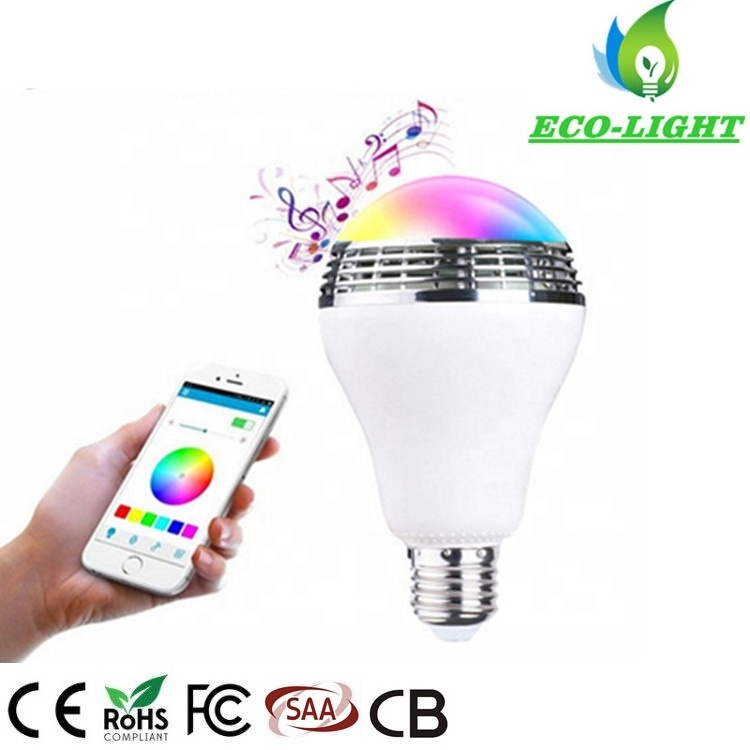 AC100-240V E27 smart bulb RGB color change APP control 6W bluetooth magic LED music bulb