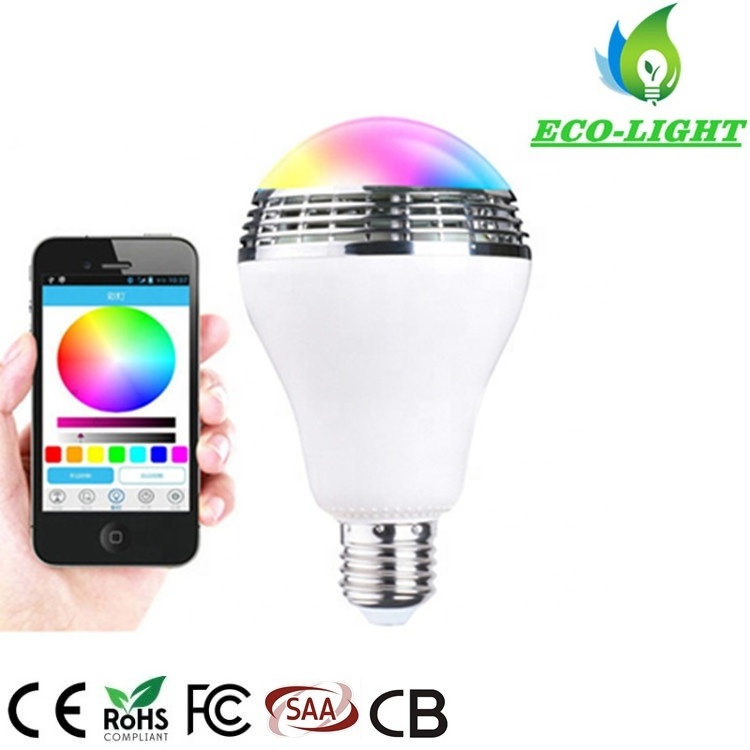 AC100-240V E27 smart bulb RGB color change APP control 6W bluetooth magic LED music bulb