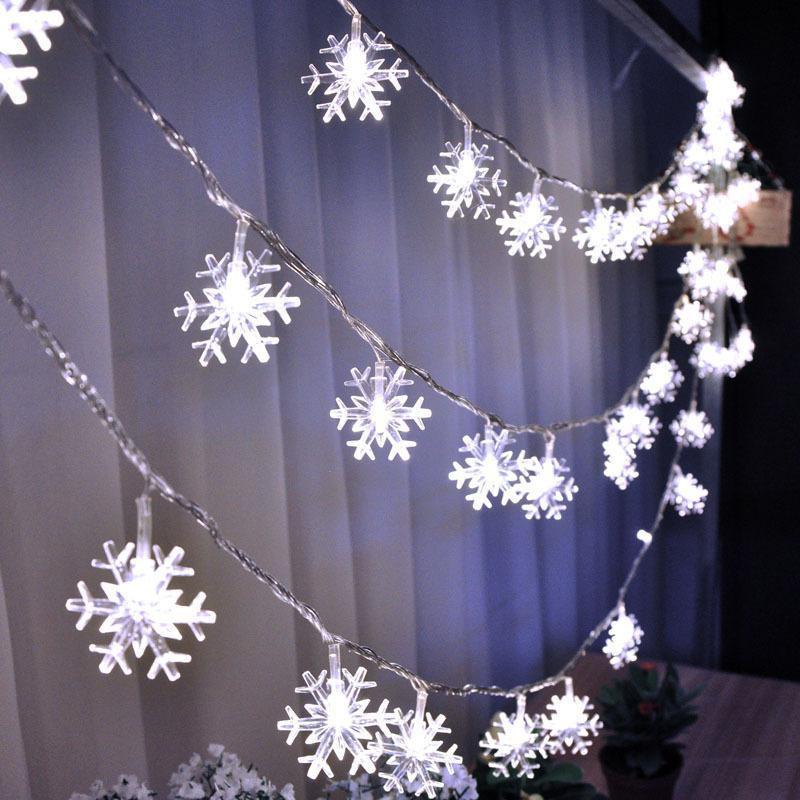 3M20LED Christmas String Lights  Snowflake Plug in Fairy Light  Holiday Wedding Party Xmas Tree New Year Garden Decorations