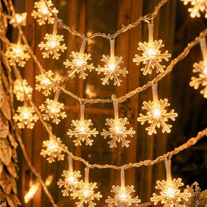 3M20LED Christmas String Lights  Snowflake Plug in Fairy Light  Holiday Wedding Party Xmas Tree New Year Garden Decorations