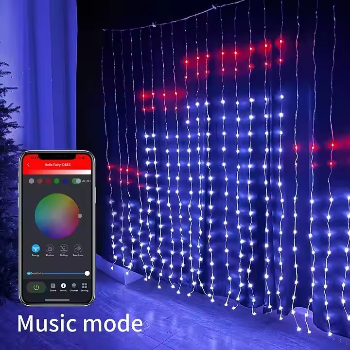 Programmable Fairy Curtain 400 LEDs Smart Lights RGB APP DIY  Led Curtain Lights  Christmas Light