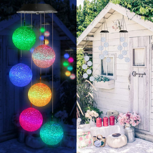 Solar Color Changing Ball Wind Chimes Gifts for Mom Waterproof Outdoor Easter Lights for Garden Patio Window Easter Decorations