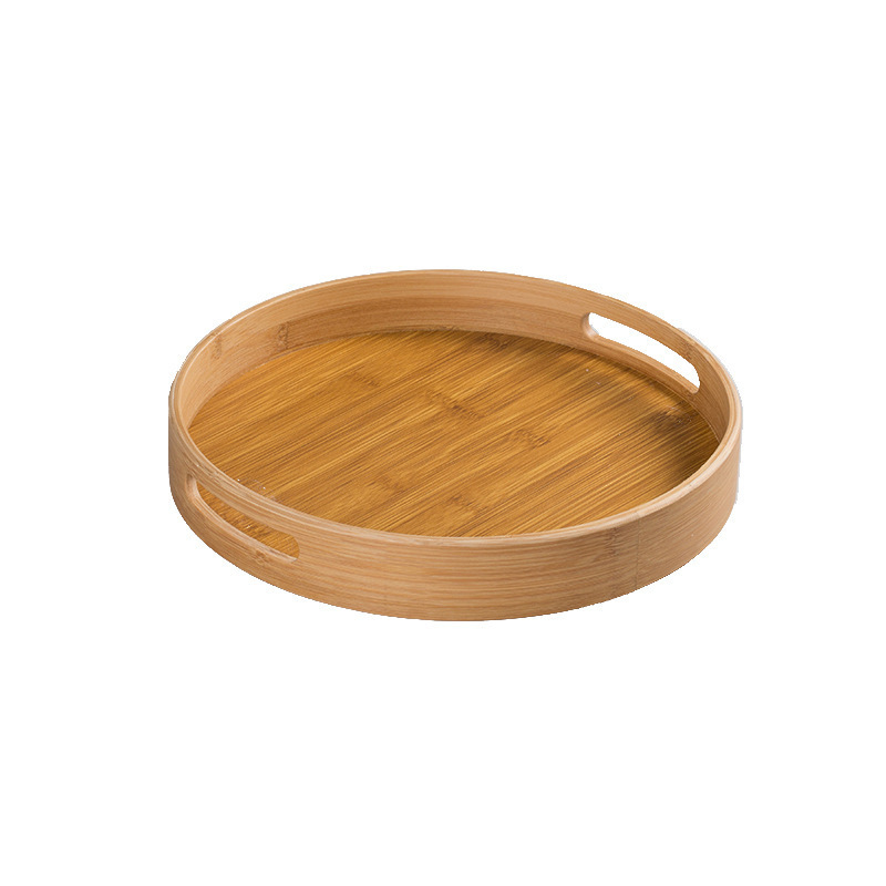 Round Serving Tray Set Selling Large Bamboo Round Serving Tray with Handle