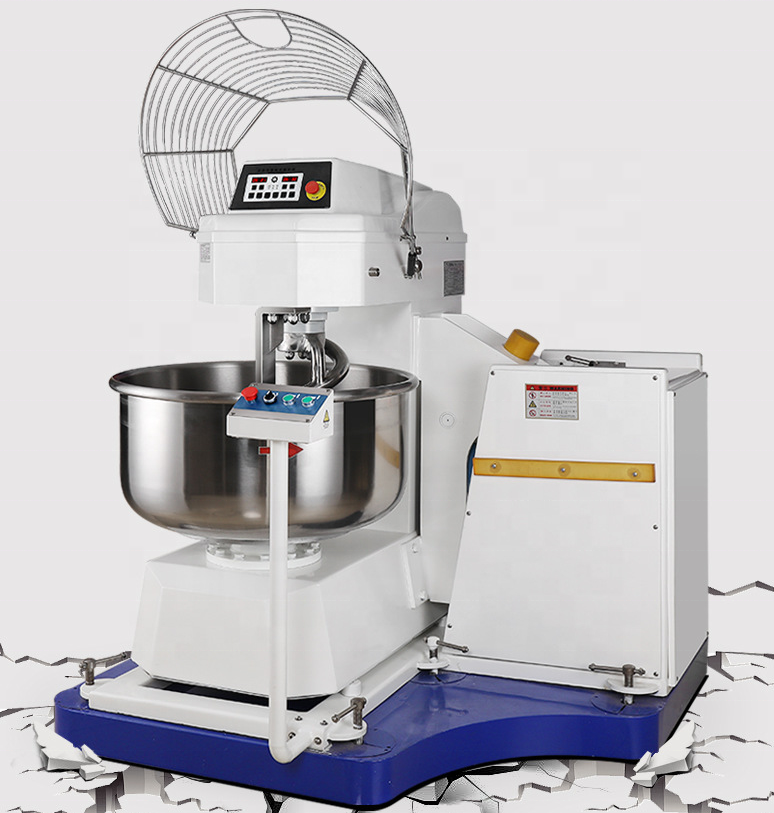 Commercial Automatic Baking Bread Dough Mixing Machine Bakery Spiral Mixer 3 Motors Rotating Dough Kneading Machine