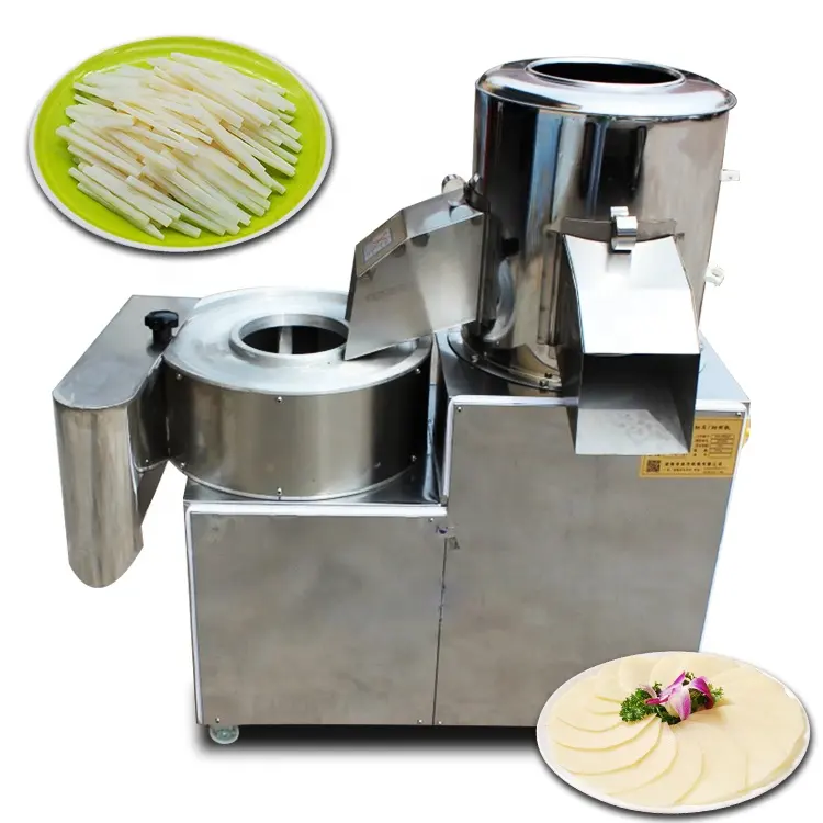 High capacity Potato Peeler And Slicer / Taro Peeler And Chipper / Potato Peeling And Slicing Machine