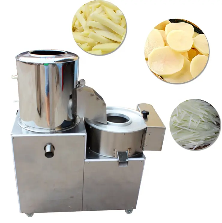 High capacity Potato Peeler And Slicer / Taro Peeler And Chipper / Potato Peeling And Slicing Machine