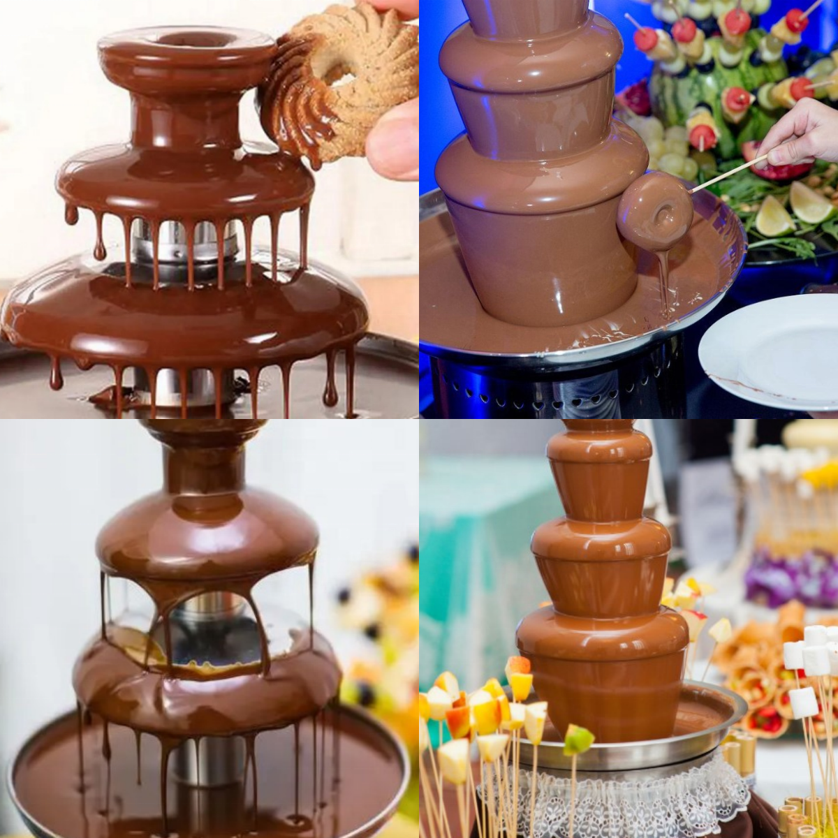 commercial large chocolate fountain 4-7 tiers stainless steel chocolate waterfall fountain with digital display panel