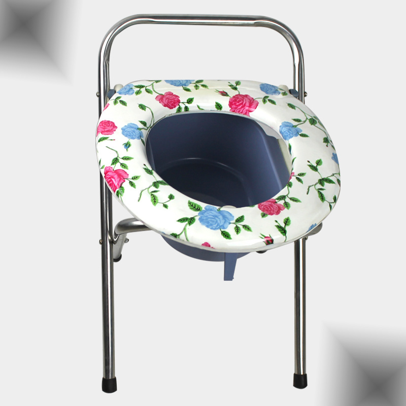 Durable stable folding commode chair portable camping toilet seat