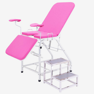 Cheap medical manual portable gynecological exam table with stirrups