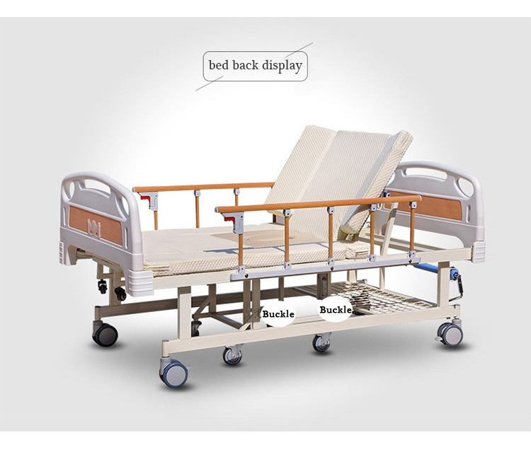 Multifunctional Wheelchair Home Care Bed Manual Nursing Bed Steel Adjustable Collapsible Hospital Patient Beds