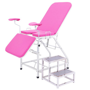 Hot sale Cheap medical manual portable gynecological exam table with stirrups