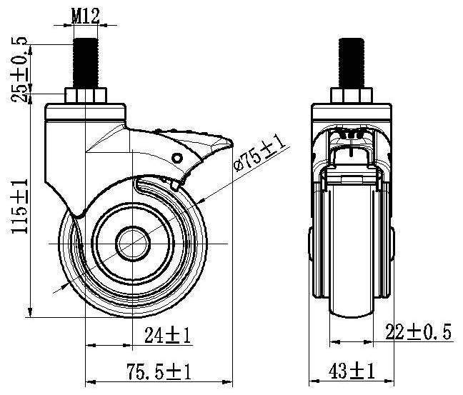 Hospital Bed Wheel 2 3 4 5 inch Abs Wheel Castors for Medical Appliance Patient Bed Wheels Tpr Medical Trolley Caster