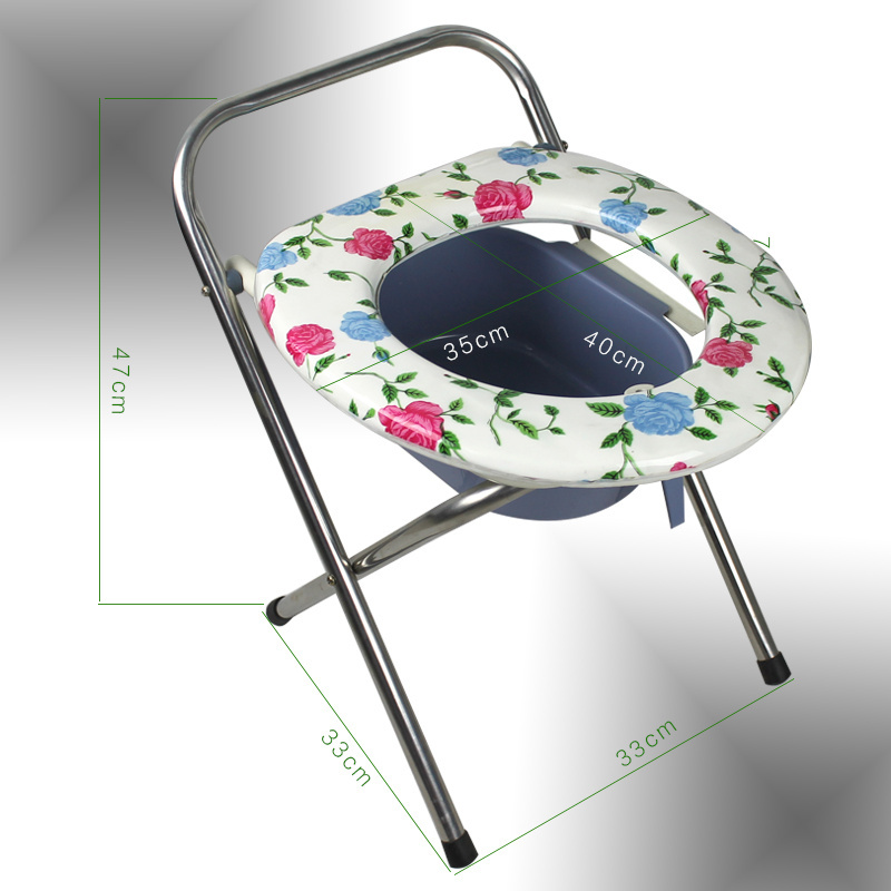 Durable stable folding commode chair portable camping toilet seat