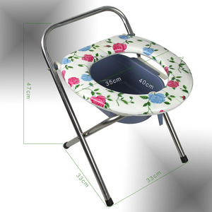 Durable stable folding commode chair portable camping toilet seat