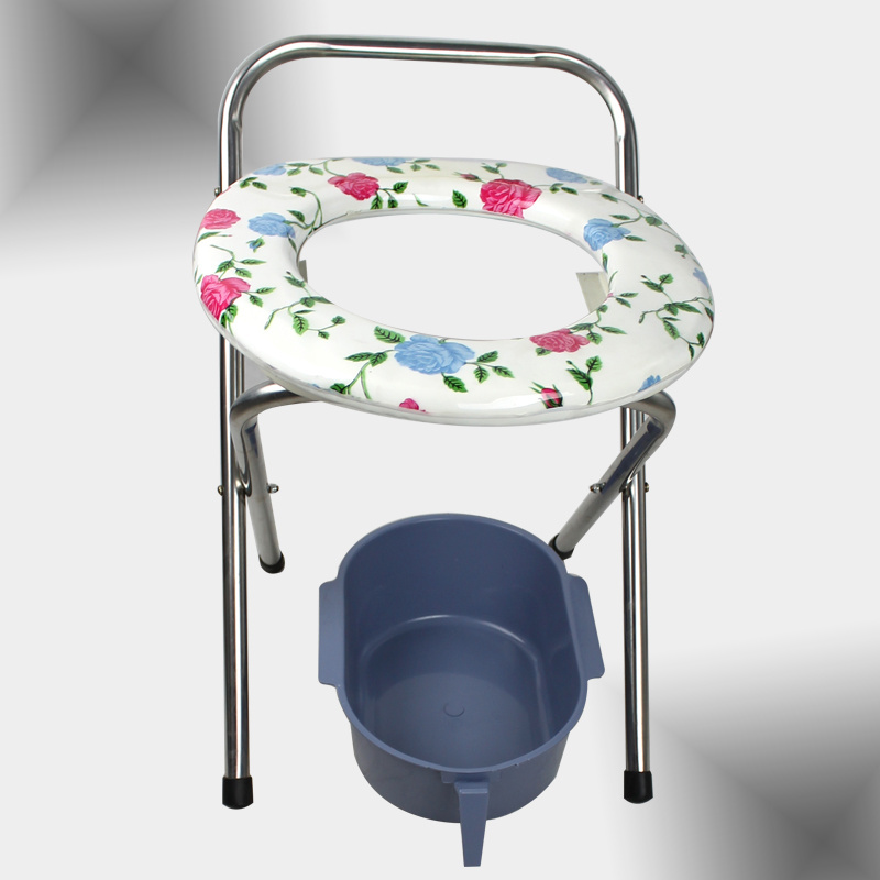 Durable stable folding commode chair portable camping toilet seat