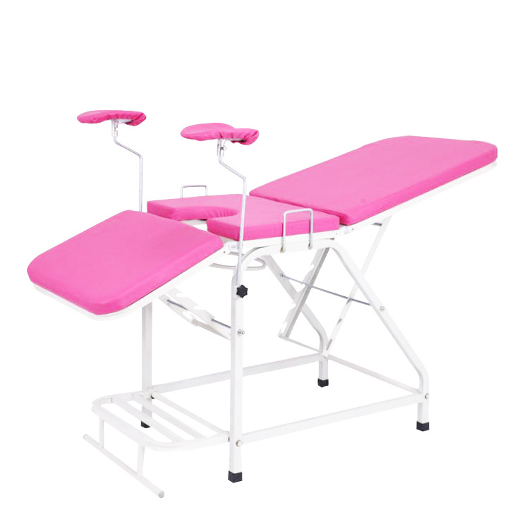 Hot sale Cheap medical manual portable gynecological exam table with stirrups