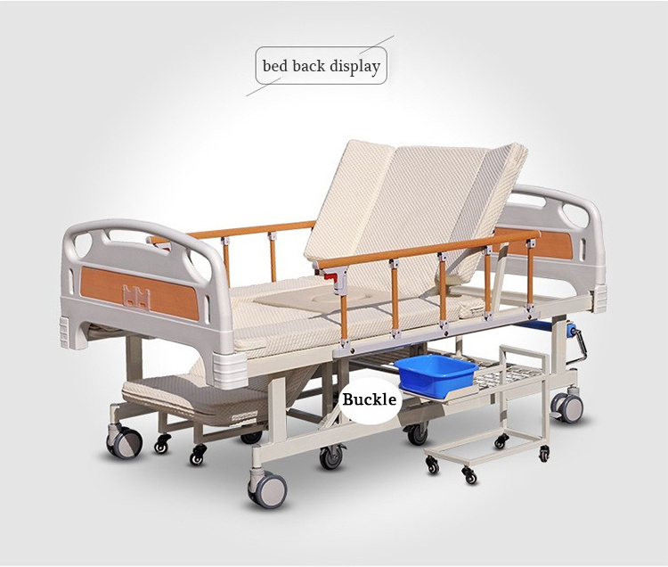 Multifunctional Wheelchair Home Care Bed Manual Nursing Bed Steel Adjustable Collapsible Hospital Patient Beds